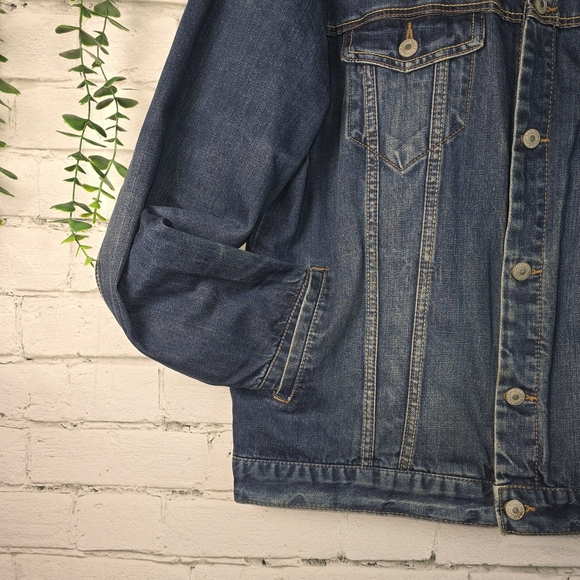 VINTAGE ROEBUCK AND CO DENIUM JACKET DISTRESSED MENS SIZE XL EUC - Picture 4 of 6